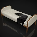 Modern Leisure Chair With Light Fabric Brown Wooden Frame And Black Throw Blanket