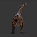 Tyrannosaurus Rex Dinosaur 3D Model With Open Mouth And Striped Brown Skin