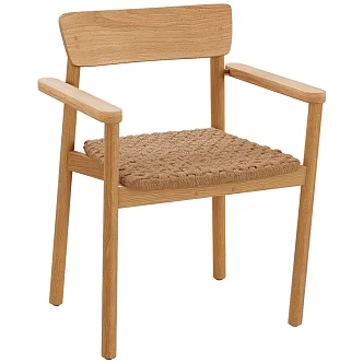 Traditional Modern Single Chair Log Dining Chair Fabric Dining Chair Armchair Rattan Chair 3d model