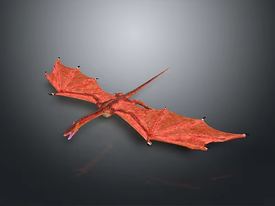 Realistic Red Dragon 3D Model With Detailed Wings On Gray Background 3d model