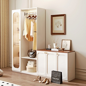 Modern Cream Style Wardrobe Clothing Bag Storage Box Side Cabinet Accessories Ornaments Decorative Painting 3d model