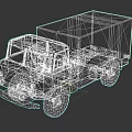 Military Green Utility Vehicle With Canvas Cargo Bed And Off Road Tires