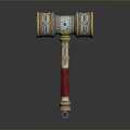Intricate Ornate Scepter With Gold Accents Red Handle And Gemstone Details
