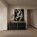 Modern Living And Dining Room Interior With Dark Sofa Glass Chandelier And Area Rug