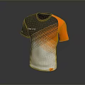 Modern Gray Orange White Short Sleeve T-shirt With Diagonal Striped Abstract Pattern