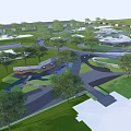 Garden Landscape Design With Winding Paths Water Features Green Spaces And Surrounding Buildings