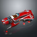 Streamlined Red Model Car With Wings Decorative Patterns And Glowing Wheels 3d model