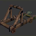 Handcrafted Wooden Catapult Decorative Ornament With Vintage Style Metal Fittings And Wheels