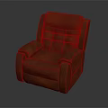 Red Leather Single Sofa with Padded Backrest and Modern Armrest Design 3d model