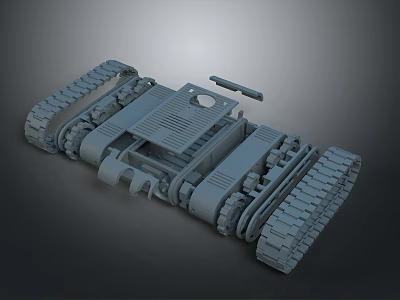 Hardware Tools Tracked Chassis With Metal Frame And Mechanical Components 3d model