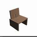 Modern Minimalist Wooden Single Chair with Geometric Structure and Natural Wood Finish