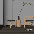 Nordic Casual Table and Chair Combination Single Chair 3d model