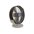 Tabletop Air Cooler Fan With Black Frame White Base Rotating Blades And Grill Design