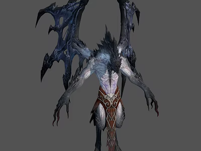 Fantasy Character and Demonic Winged Creature with Clawed Limbs Muscular Body and Sharp Features 3d model