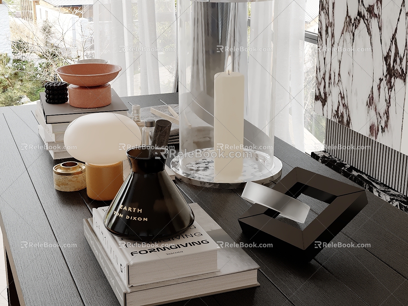 Modern Table Ornaments Book Candle Jar Table Lamp Wipe 3d model