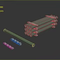 Essential Hardware Tools With Durable Green Pipes And Sturdy Metal Clamps