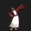 Classical Woman With Traditional Hairstyle In Red Coat And White Inner Garment With Floral Patterns