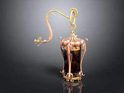 Exquisite Gold Decorative Pendant With Snake Shaped Hook And Dark Colored Body 3d model