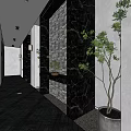 Elegant Hotel Corridor With Warm Lighting Marble Walls And Patterned Floor 3d model