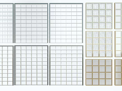 Various Room Dividers With Grid Patterns Gold Gray Frames And Styles 3d model
