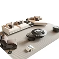 Modern Sofa Coffee Table Set With Throw Pillows Striped Rug Floor Lamp And Accent Chair