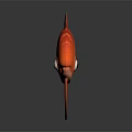 Cartoon Orange Fish Character With Red Stripes Big Eyes And Long Tail