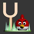 Red Angry Bird Character With Wooden Fork And Green Grass Decorative Setup
