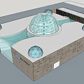 Indoor Architectural Interior View With Circular Glass Dome And Multiple Ring Floors 3d model