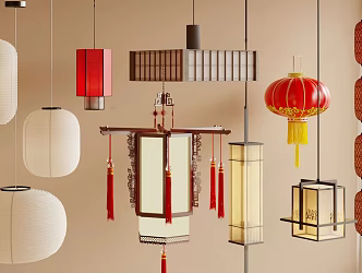 Chinese Lantern Barbecue Shop Lantern Ancestral Hall Lantern New Chinese Lantern Market Hot Pot Shop Bamboo Woven Oil Paper Bamboo Silk Catering Chaoshan Oil Paper 3d model