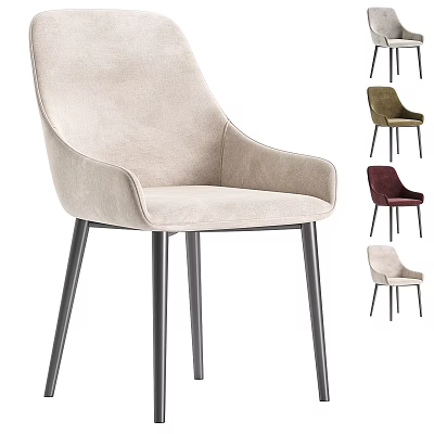 Modern Velvet Upholstered Dining Chairs With Sleek Metal Legs In Multiple Colors 3d model