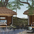 Circular Boutique Villa With Thatched Roof Wooden Structure Large Glass Windows Natural Surroundings Outdoor Pool