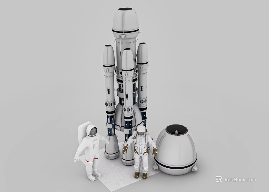 Rocket Model Astronaut Figurine Spacecraft Decorative Ornament Set For Home Decor 3d model 