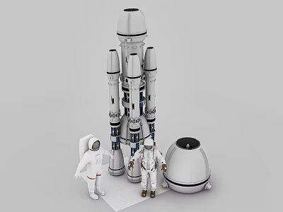 Rocket Model Astronaut Figurine Spacecraft Decorative Ornament Set For Home Decor 3d model