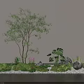 Lush Indoor Plant Combination With Trees Ferns And Decorative Stones
