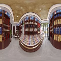 Tobacco and Liquor Store Interior with Neat Display Shelves Various Liquors and Tobacco Products