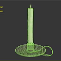 White Taper Candle On Decorative Metal Base With Loop Stand