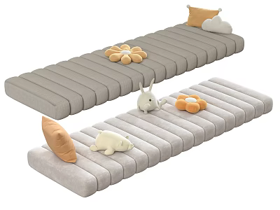 Cozy Plush Padded Mats With Rabbit Toy Cloud Pillow And Flower Ornament 3d model
