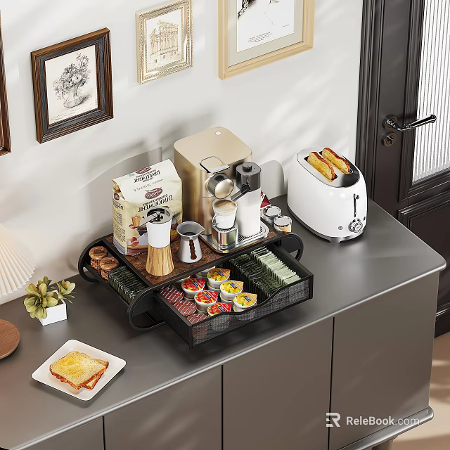 Kitchen Countertop Utensil Organizer Set With Various Items 3d model