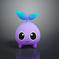 Cute Purple Cartoon Game Movie Character With Big Eyes And Leafy Head