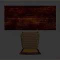 Vintage Wooden Desk With Storage Drawers And Matching Woven Seat Chair