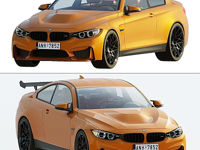 Orange BMW Sports Car Exterior Design With Black Wheels And Rear Spoiler 3d model