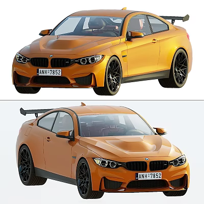 Orange BMW Sports Car Exterior Design With Black Wheels And Rear Spoiler 3d model