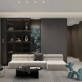 Modern Living Dining Room Interior With White Sofa TV Wall Rug And City View Window