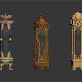 Vintage Style Decorative Household Ornaments With Carved Eagle Motifs Gold Accents And Marble Bases