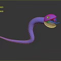 Blue Snake Shaped Curved Glossy 3D Sculpture With Open Mouth Art Carving Design