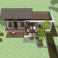 Modern Detached Villa With Garden Lawn Patio Trees And Wooden Exterior Design