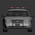 White Police Car With Red Blue Emergency Lights Stripes And POLICE Lettering