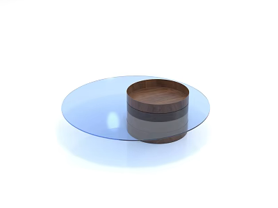 Modern Round Coffee Table With Glass Top And Wooden Base Design Elements 3d model