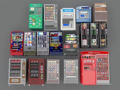 Commercial Equipment Various Vending Machines For Snack Drink Food And Beverage 3d model