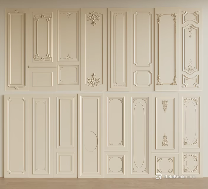 Classic Style Wall Panels With Various Ornate Details 3d model